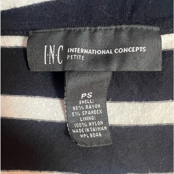 INC International Concepts black & white striped cold of shoulder top/si… - Picture 8 of 8